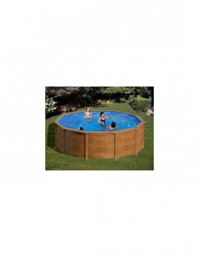 GRE Piscine acier aspect bois Sicilia ronde 3,20 x 1,22 m - Gr&eacute;