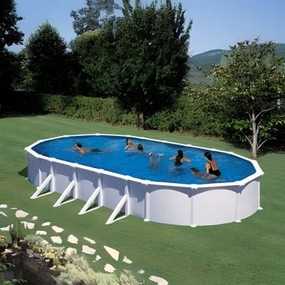 GRE Piscine acier blanc Atlantis ovale 10,20 x 5,75 x 1,32 m - Gr&eacute;
