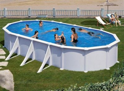 GRE Piscine acier blanc Atlantis ovale 8,15 x 4,90 x 1,32 m - Gr&eacute;