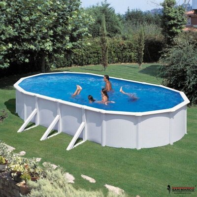GRE Piscine acier blanc Atlantis ovale 8,15 x 4,90 x 1,32 m GR&Eacute; Blanc
