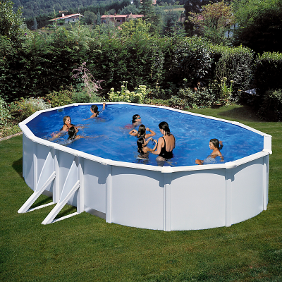 GRE Piscine acier blanc Bora Bora ovale 5,27 x 3,27 x 1,22 m - Gr&eacute;