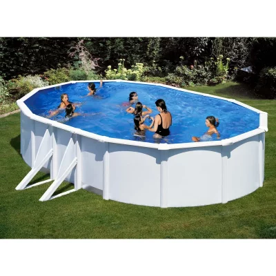 GRE Piscine acier blanc Bora Bora ovale 6,34 x 3,99 x 1,22 m - Gr&eacute; 