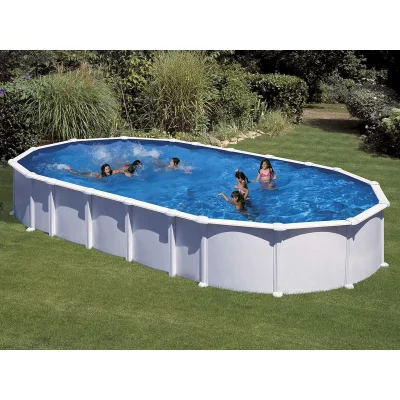 GRE Piscine acier blanc Ha&iuml;ti ovale 9,20 x 5,05 x 1,32 m GR&Eacute; Blanc