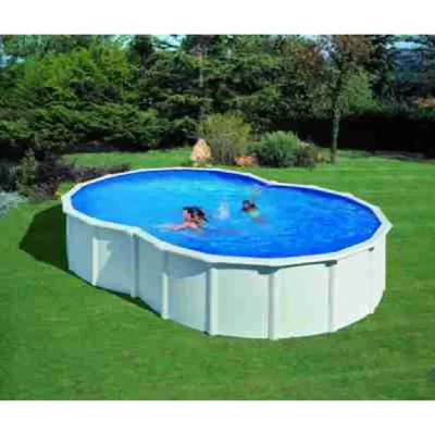 GRE Piscine acier blanc Varadero en huit 5,00 x 3,40 x 1,22 m GR&Eacute; Blanc