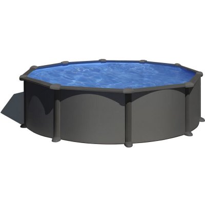 GRE Piscine acier gris anthracite Juni ronde 4,80 x 1,32 m - Gr&eacute;