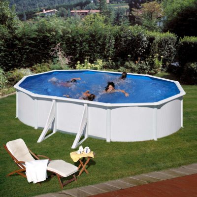 GRE Piscine acier ovale dim. 527x327x122cm filtration sable 
