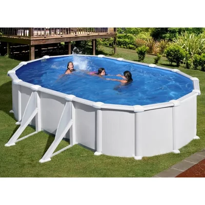 GRE Piscine acier ovale dim.634x399x132cm filtration sable 