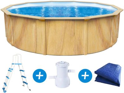 HABITAT ET JARDIN Piscine acier ronde aspect bois ""Punta cana"" - &Oslash; 4.60 x 1.20 m