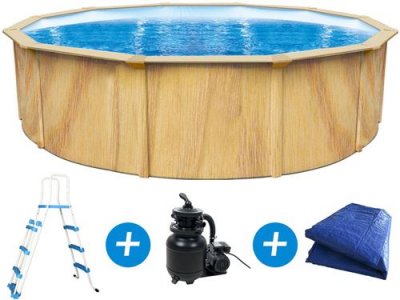HABITAT ET JARDIN Piscine acier ronde aspect bois ""Punta cana"" - &Oslash; 5.50 x 1.20 m