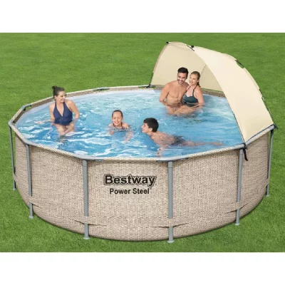 BESTWAY Piscine -  - Power Steel - 396 cm - Acier inoxydable - Hors-sol