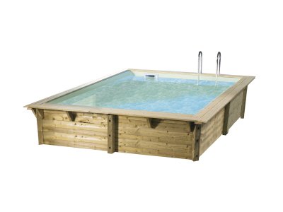 UBBINK Piscine Bois Azura 3,00 X 3,00 X 1,26 M - Liner Beige - 