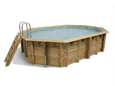 UBBINK Piscine Bois Azura 4,00 X 3,00 X 1,20 M - Liner Beige - 
