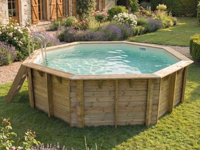 UBBINK Piscine bois Oc&eacute;a 4,30 x 1,20 m - Liner beige