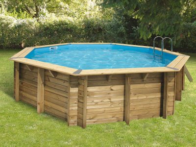 UBBINK Piscine bois Oc&eacute;a 5,10 x 1,20 m - Liner bleu