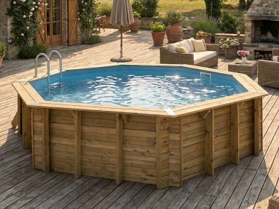 UBBINK Piscine bois Oc&eacute;a 5,80 x 1,30 m - Liner bleu