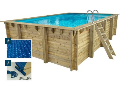 HABITAT ET JARDIN Piscine bois Panama 6.20 m + b&acirc;ches