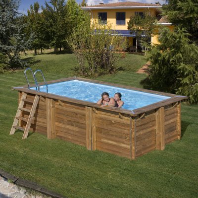 GRE Piscine bois rectangulaire Gr&eacute; Marbella LDD 4 20 x 2 70 x h.1 17 m