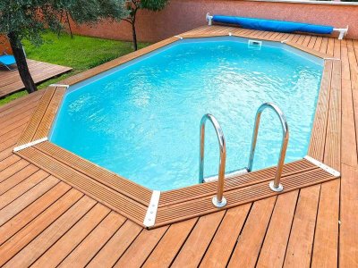 UBBINK Piscine Bois SASHA  Allong&eacute;e en Kit 490x355xH130 cm Liner Sable