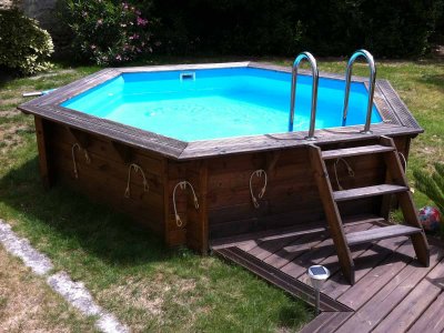 UBBINK Piscine Bois Sunwater 4,10 X 1,20 M Liner Bleu - 