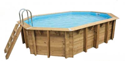 UBBINK Piscine bois Sunwater octo. 300 x 490 x 120 cm - Liner beige