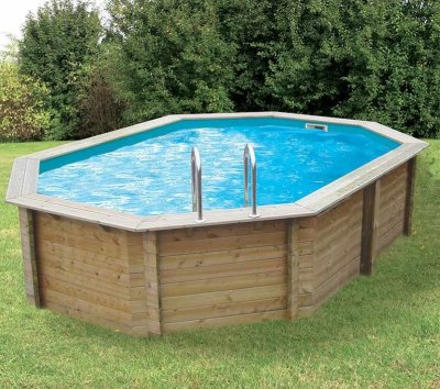 UBBINK Piscine bois Sunwater octo. 300 x 490 x 120 cm - Liner bleu