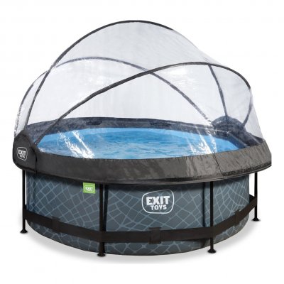 EXIT TOYS Piscine couverte EXIT Stone &oslash;244x76cm avec pompe filtrante - grise