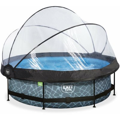 EXIT TOYS Piscine couverte EXIT Stone &oslash;300x76cm avec pompe filtrante - grise