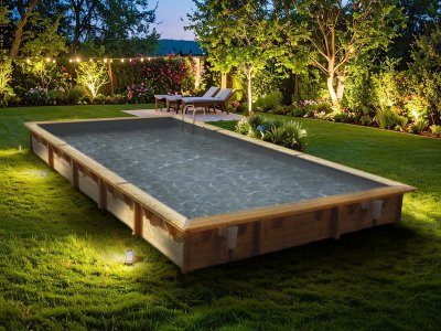 UBBINK Piscine en bois Lin&eacute;a 500 x 800 x 140 cm - Liner gris