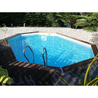 GRE Piscine en bois ovale 4,36m x 3,36m x H: 1,17m NADE 2