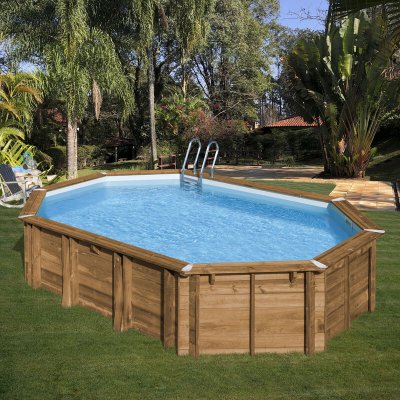 GRE Piscine en bois ovale 6,20m x 3,95m x H: 1,36m SAFRAN 2