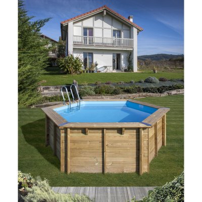 GRE Piscine en bois trait&eacute; Vanille D 4 m x H 1,19 m