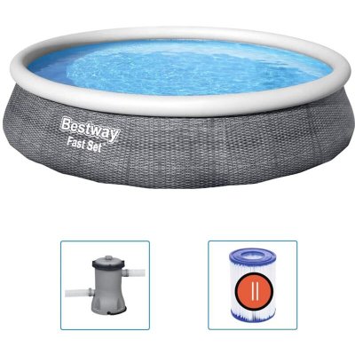 BESTWAY Piscine Fast Set rotin gris 3,96 m x 0,84 m