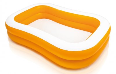 INTEX Piscine gonflable rectangulaire Abricot - L. 229 x H. 46 cm - Orange