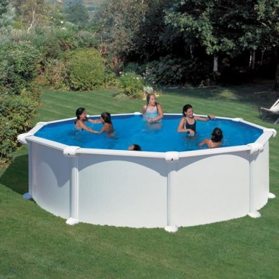 GRE Piscine hors sol acier blanc Gr&eacute; Atlantis LDD &Oslash;4 60 x h.1 32 m