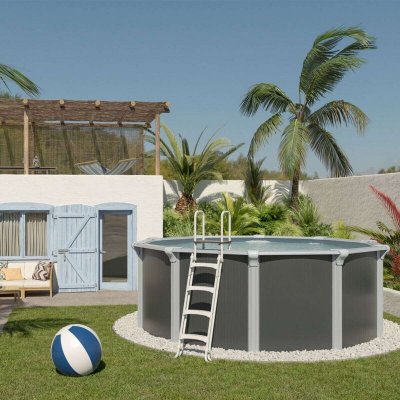 M&S Piscine hors sol acier ronde - 3,65 x 1,32m - anthracite
