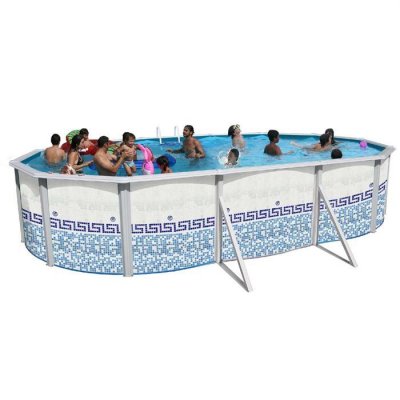  Piscine hors sol en acier ovale MOSAIKO 640 x 366 x 120 cm+ finition acier blanc