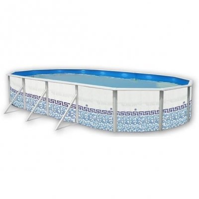  Piscine hors sol en acier ovale MOSAIKO 730 x 366 x 120 cm+ finition acier blanc