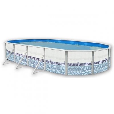  Piscine hors sol en acier ovale MOSAIKO 915 x 457 x 120 cm+ finition acier blanc