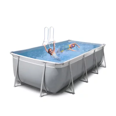 NEW PLAST Piscine hors sol rectangulaire 460x265 H125  gris blanc compl&egrave;te Futura 460
