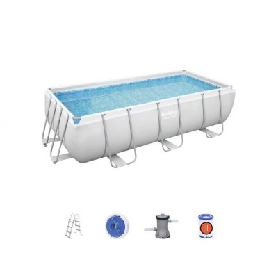 Piscine hors sol tubulaire rectangulaire avec filtre &agrave; cartouche 56441