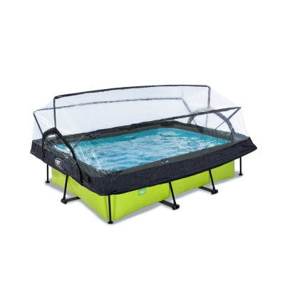 EXIT TOYS Piscine Lime 220x150x65cm avec pompe filtrante et d&ocirc;me - vert