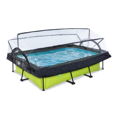 EXIT TOYS Piscine Lime 300x200x65cm avec pompe filtrante et d&ocirc;me - vert