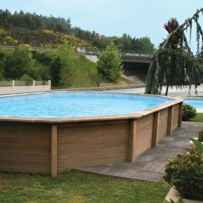 NATURALIS Piscine ovale en b&eacute;ton 7,87 x 4,74 x 1,28 m