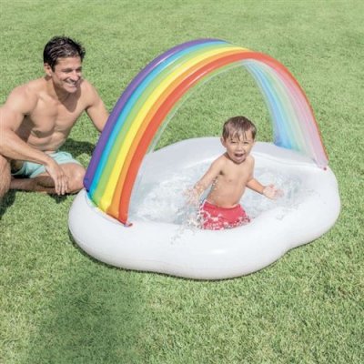 INTEX Piscine Pataugeoire gonflable avec pare soleil Arc-en-Ciel