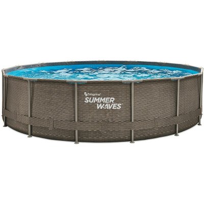 SUMMER WAVES Piscine tubulaire Active Frame Pool ronde effet rotin 4,57 x 1,06 m -