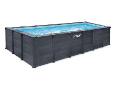 INTEX Piscine Tubulaire Graphite Rectangulaire 6,00 X 3,00 X 1,24 M - 