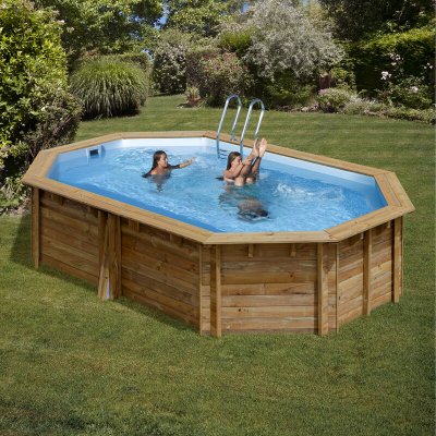 GRE Piscine tubulaire ovale - Bois - 5,35x5,35x1,17 - CANNELLE 2