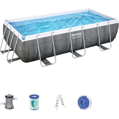 BESTWAY Piscine tubulaire rectangulaire  Power Steel Rotin 404 x 201 x H 100 cm