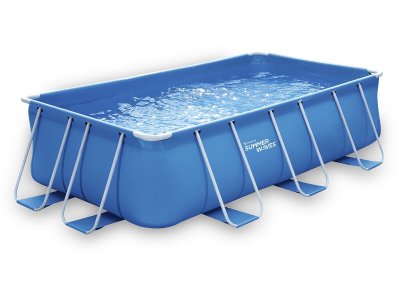 HABITAT ET JARDIN Piscine Tubulaire rectangulaire Bleue - Ludo 1 - 4 x 2 x 1 m - Filtration &agrave; Cartouche