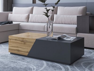 Pitt - table basse - 124 cm - style industriel couleur - bois / gris